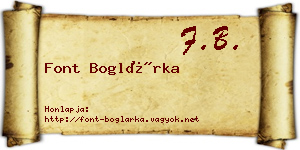 Font Boglárka névjegykártya